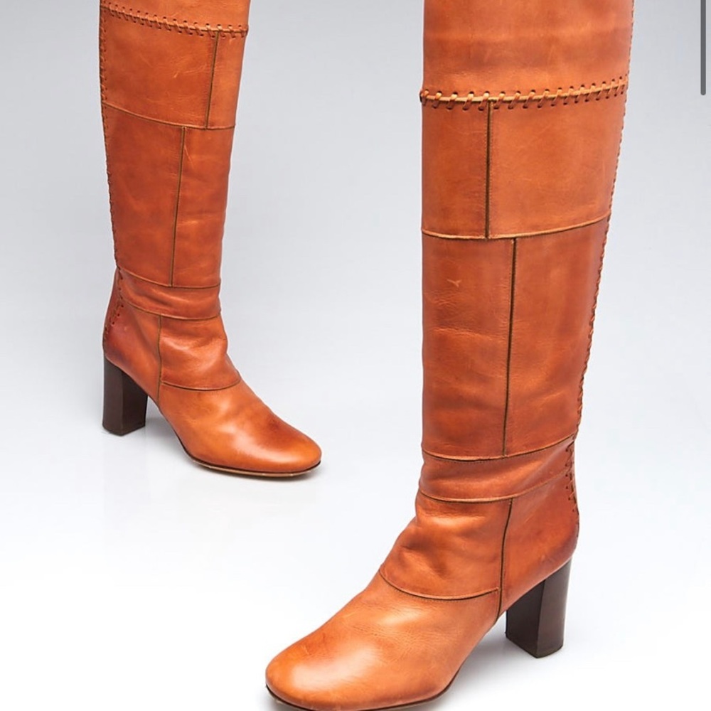 Chloe Patchwork Leather Knee High Boots - image 1